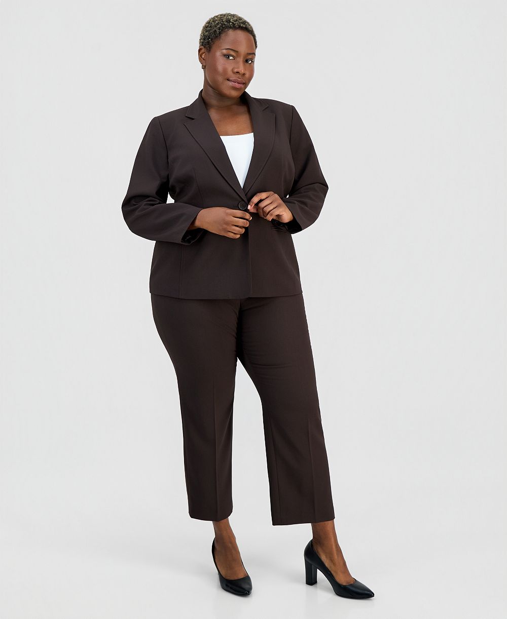 Костюм Plus Size Le Suit с жакетом на одну пуговицу с V-образным вырезом и узкими брюками
