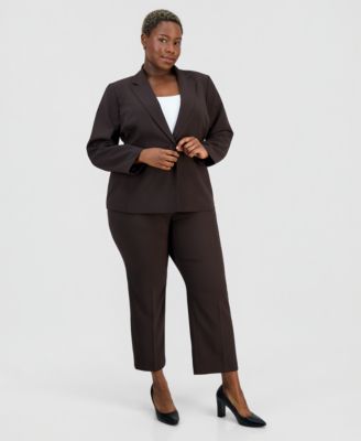 Костюм Plus Size Le Suit с жакетом на одну пуговицу с V-образным вырезом и узкими брюками