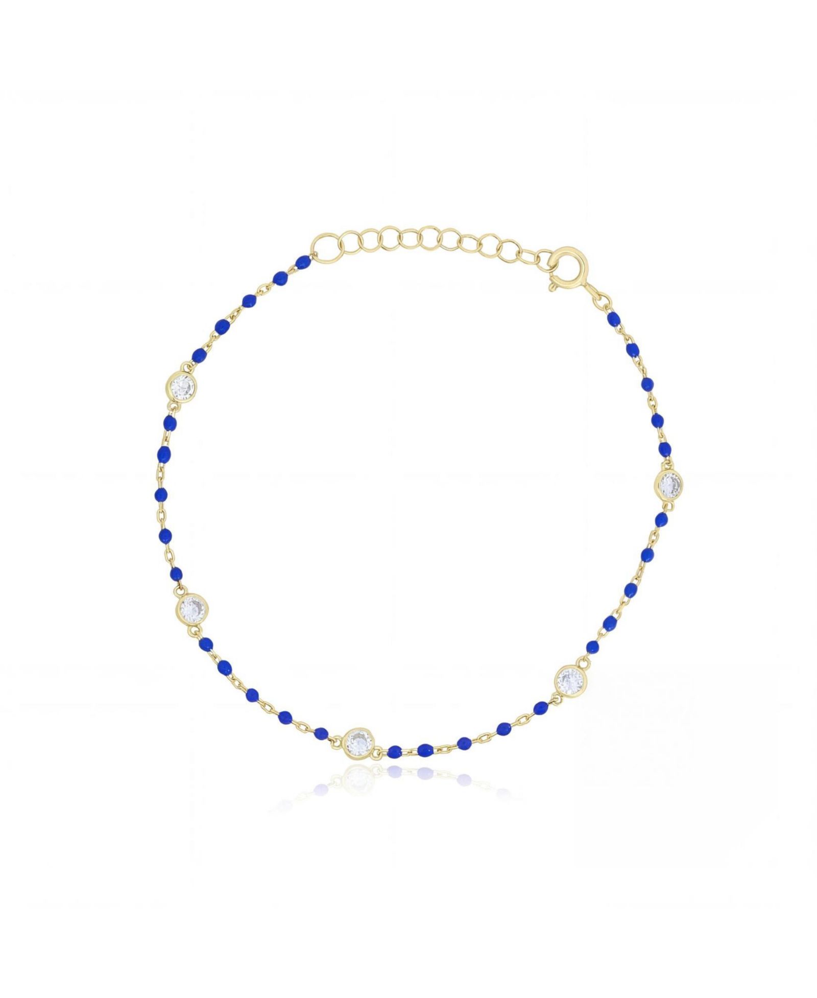 Браслет The Lovery Dark Enamel Bead CZ Chain, 14K Gold Plated Sterling Silver