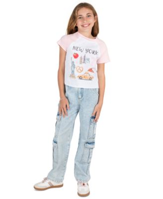 Tween Diva Детский комплект из футболки с принтом и джинсовых брюк карго