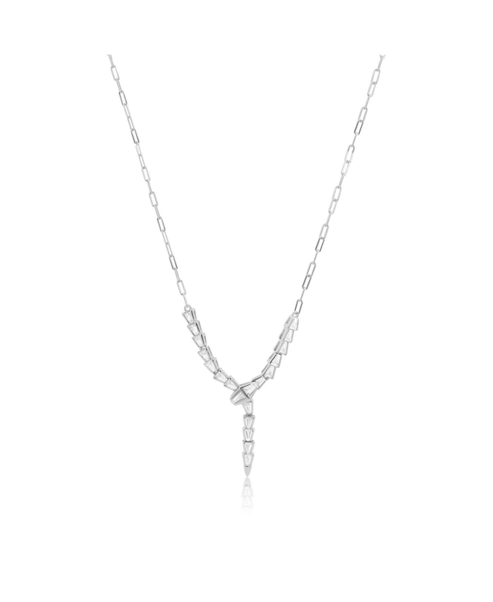 The Lovery CZ Snake Lariat Necklace Sterling Silver