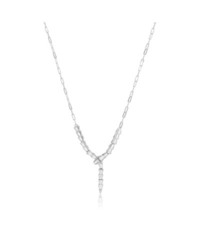The Lovery CZ Snake Lariat Necklace Sterling Silver