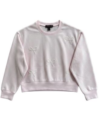 With Jules Girls' 7-16 Mini Imitation Pearl Bow Crewneck Sweatshirt