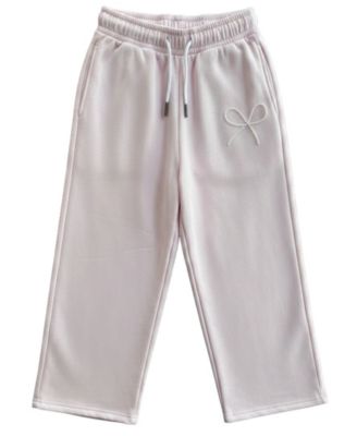 With Jules Girls' 7-16 Mini Imitation Pearl Bow Wide-Leg Sweatpants