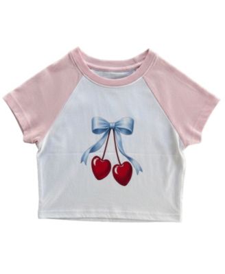 With Jules Girls' 7-16 Print Raglan Sleeve Crewneck T-Shirt