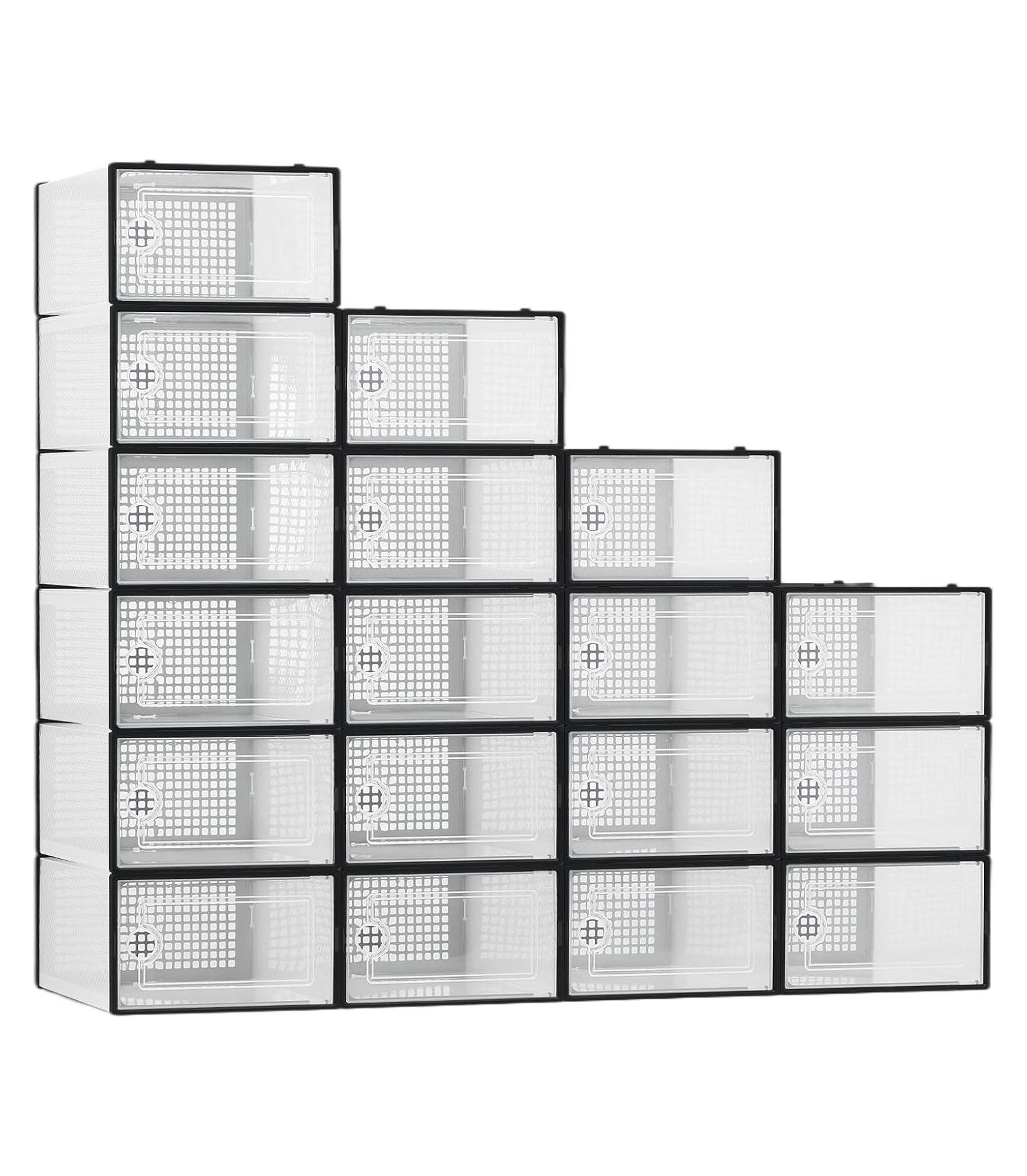 homfan 18 Pack Clear Shoe Storage Boxes with Front Doors