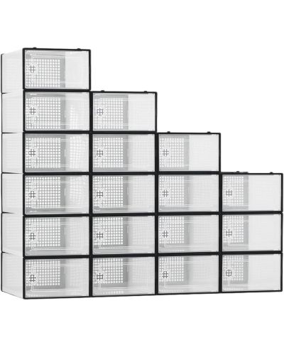 homfan 18 Pack Clear Shoe Storage Boxes with Front Doors