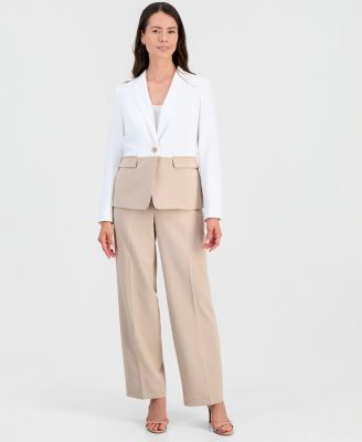 Le Suit Костюм Peplum Jacket & Wide-Leg Pants Suit Colorblocked One-Button