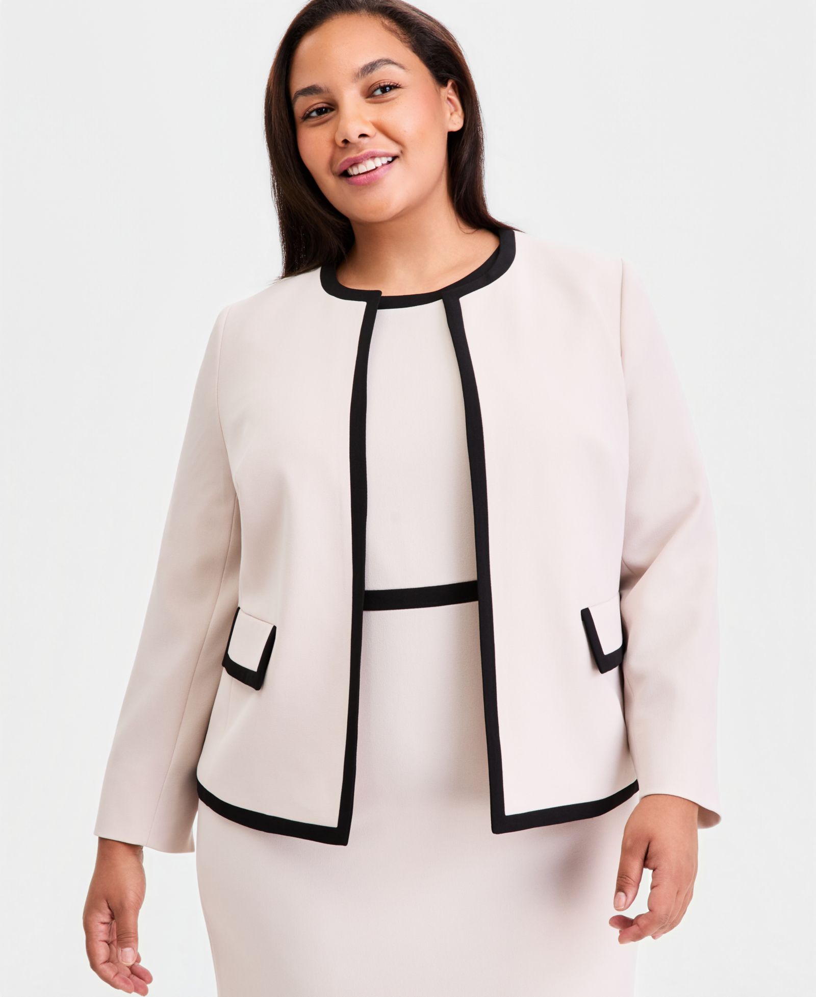 Kasper Plus Size Colorblocked Cardigan Jacket