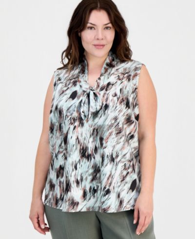Kasper Plus size Sleeveless Tie-Front Top