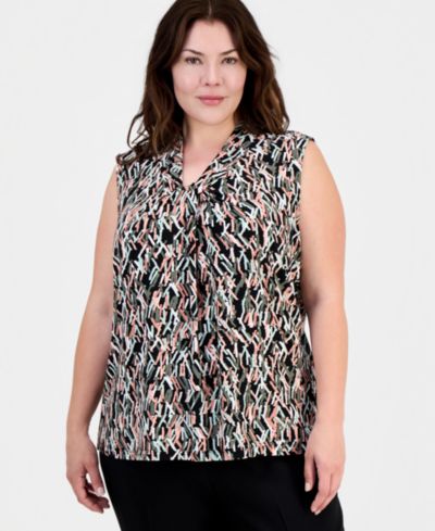 Kasper Plus Size топ без рукавов с принтом и узлом на шее