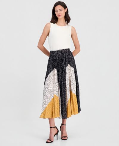 T Tahari Women's Belted Pleat Skirt