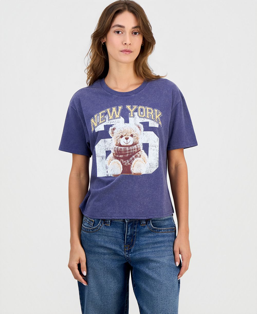 Rebellious One Juniors' New York Bear Graphic T-Shirt