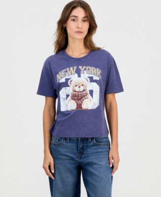 Rebellious One Juniors' New York Bear Graphic T-Shirt
