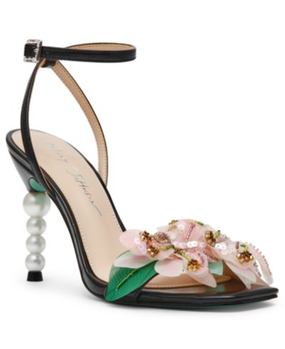 Betsey Johnson Women's Kasie Floral Imitation Pearl Heel Dress Sandals