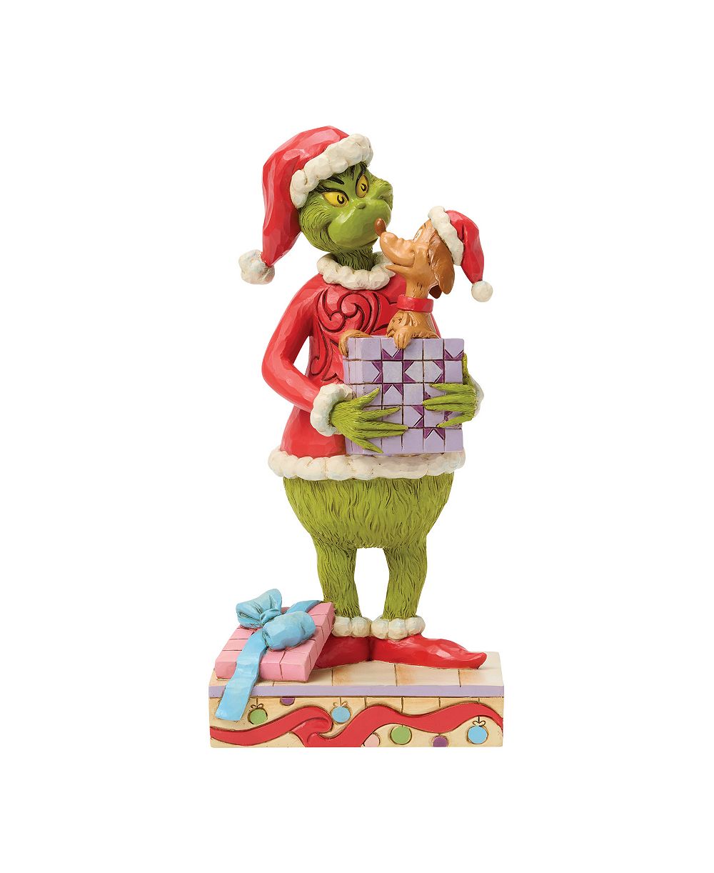 Фигурка Jim Shore Grinch Holding Gift with Max