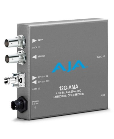 Мини-конвертер AJA 12G-AMA 12G-SDI 4-Channel Analog Balanced Audio Embedder/Disembedder с опцией Fiber