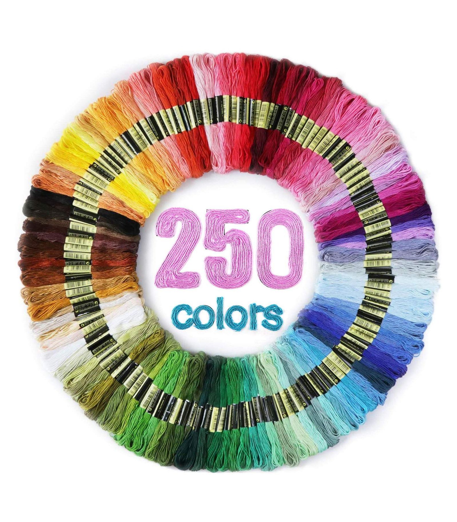 GNUADZ 250 colors Embroidery Thread Floss Friendship Bracelet String Cross Stitch Cotton Yarn Sewing Crochet Craft Supplies