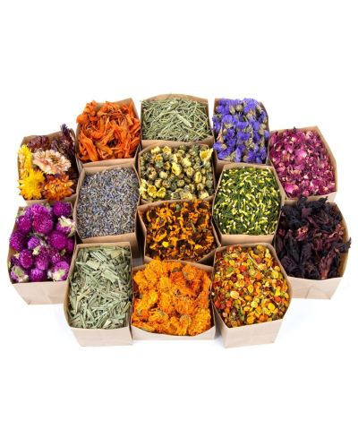 GNUADZ Dried Herbs Kit Botanicals Bulk 14 Bags Dry Flowers Soap Candle Perfume Bath Bombs Making Supplies Fragrance Sachet DIY