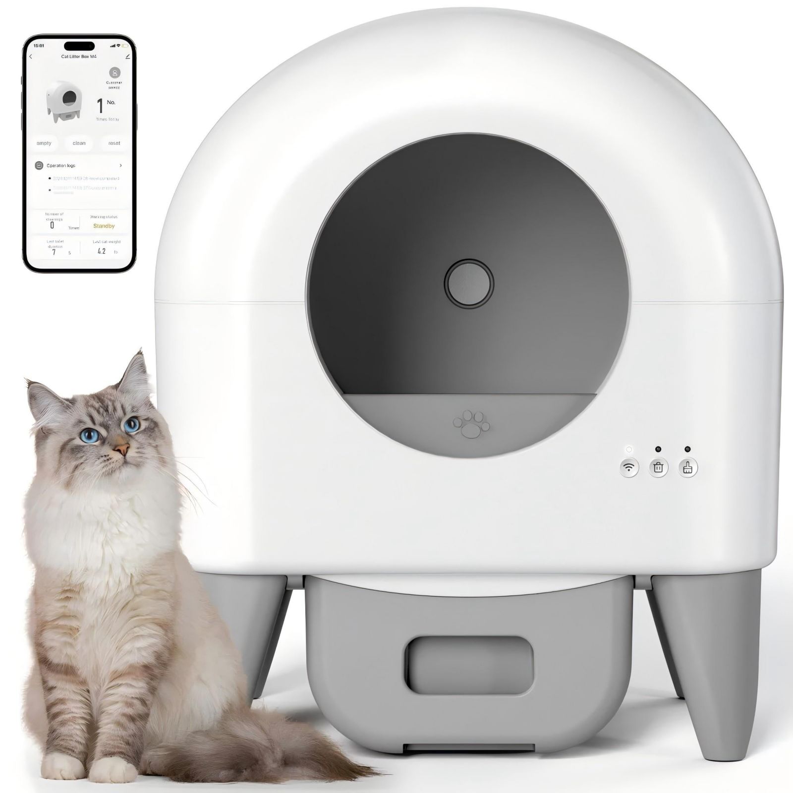 Cumrige Automatic Self-Cleaning Cat Litter Box with Quiet Mode & 110L Large Sealed Waste Bin