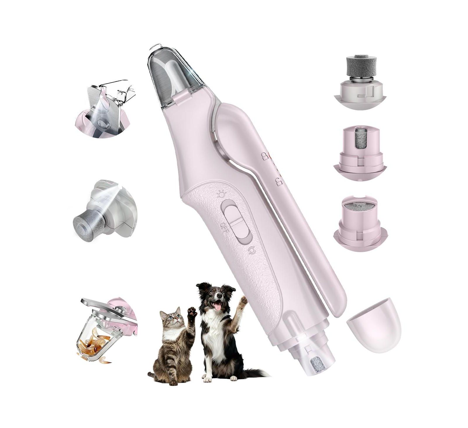 ARONKL 2in1 Pet Clippers Grinder with LED Lights Rechargeable Low Noise Safety Guard for Dogs Cats