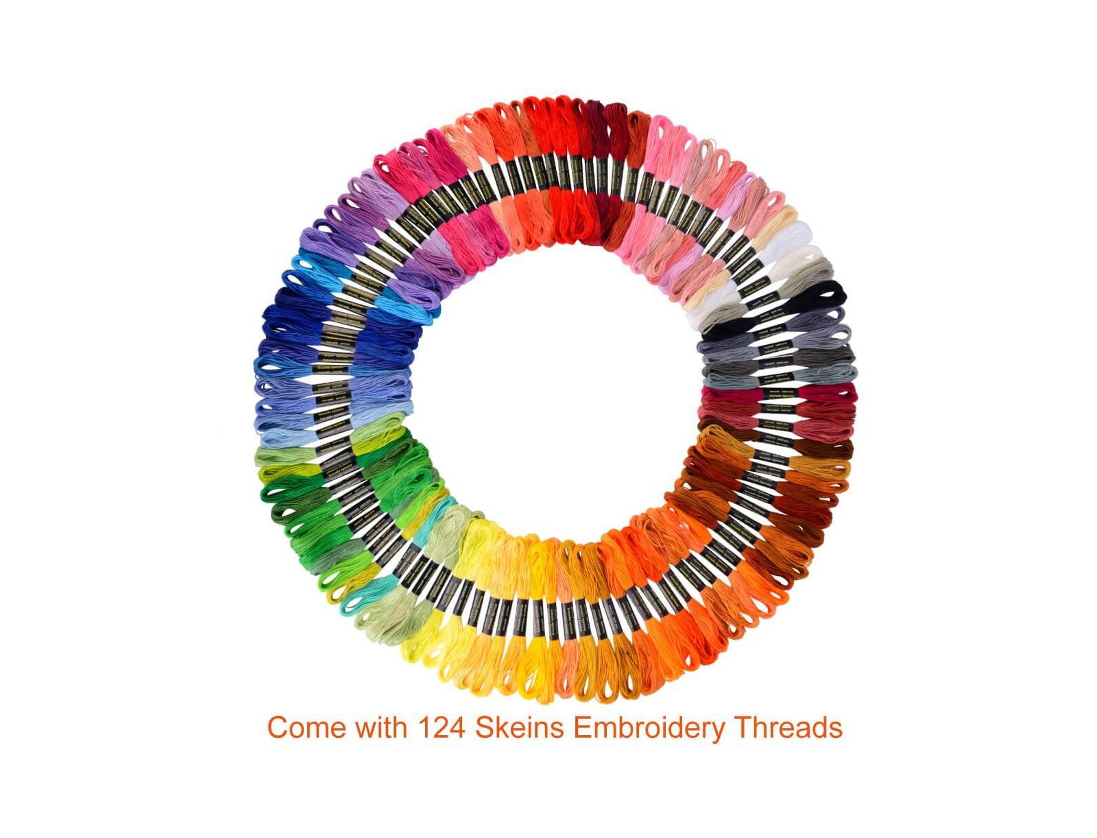 GNUADZ 124 colors Embroidery Floss Cross Stitch Thread Skeins Craft Cotton Sewing