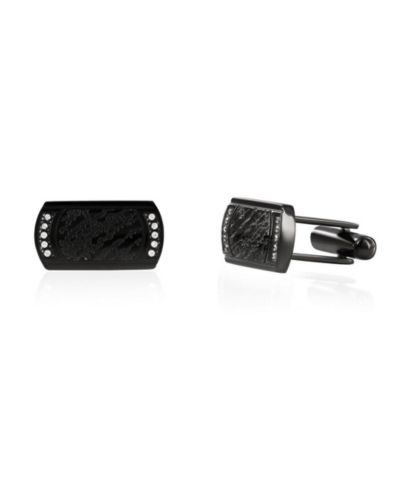 Metallo Stainless Steel, Textured CZ Cuff Links