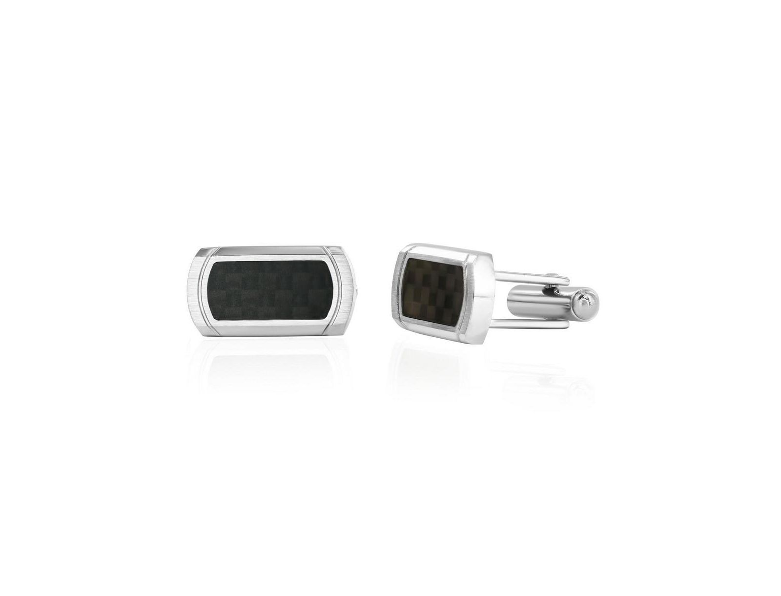 Metallo Stainless Steel, Silver Carbon Fiber Cufflinks