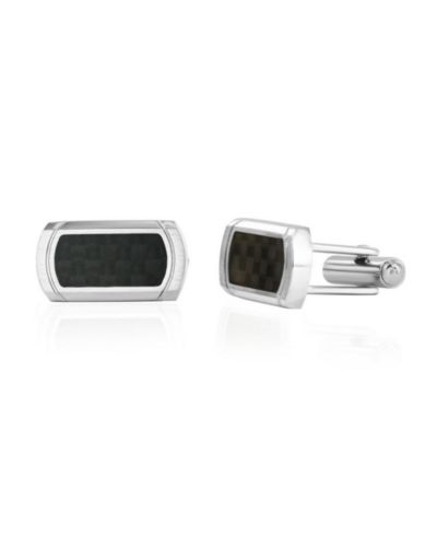 Metallo Stainless Steel, Silver Carbon Fiber Cufflinks