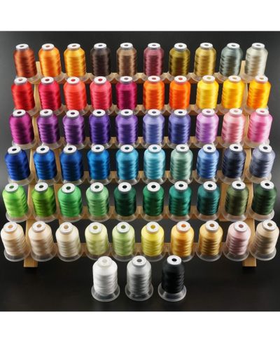 Набор ниток для вышивки GNUADZ Polyester Embroidery Machine Thread Kit 63 Colors 500m Spool Universal Sewing