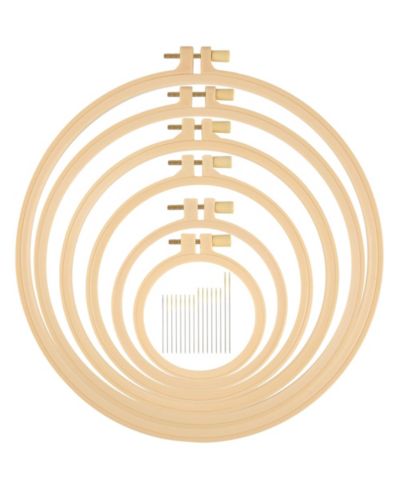 GNUADZ Burlywood Embroidery Hoops Plastic Round Cross Stitch Craft Sewing Frames 6 Sizes 3.6-10.7 Inch 16pcs