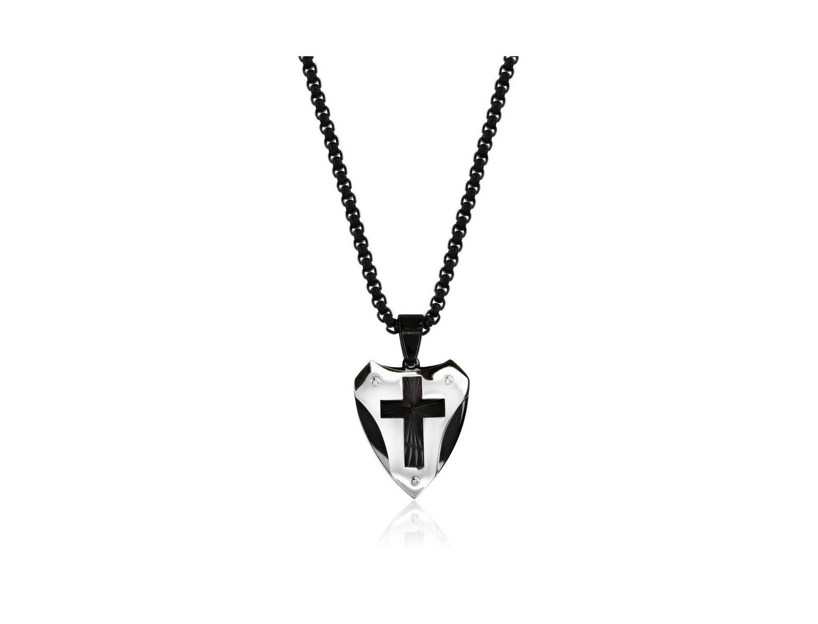 Metallo Stainless Steel, D-C Cross Triangle Necklace