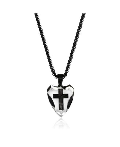 Metallo Stainless Steel, D-C Cross Triangle Necklace