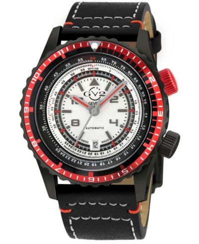 GV2 by Gevril Men's Contasecondi Swiss Automatic Italian Leather Strap Watch