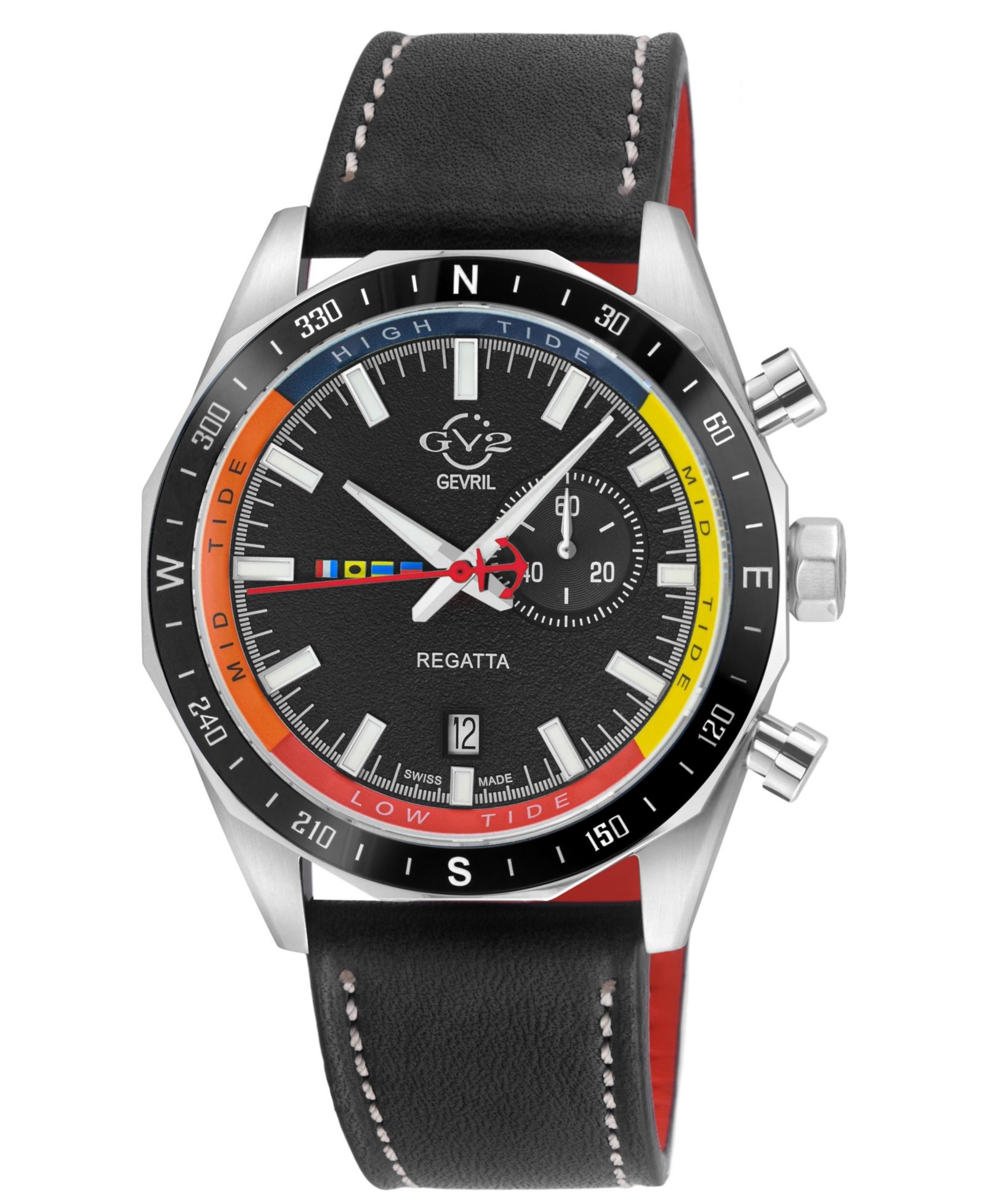 GV2 by Gevril Men's Regatta Swiss Quartz Italian Leather Strap Watch