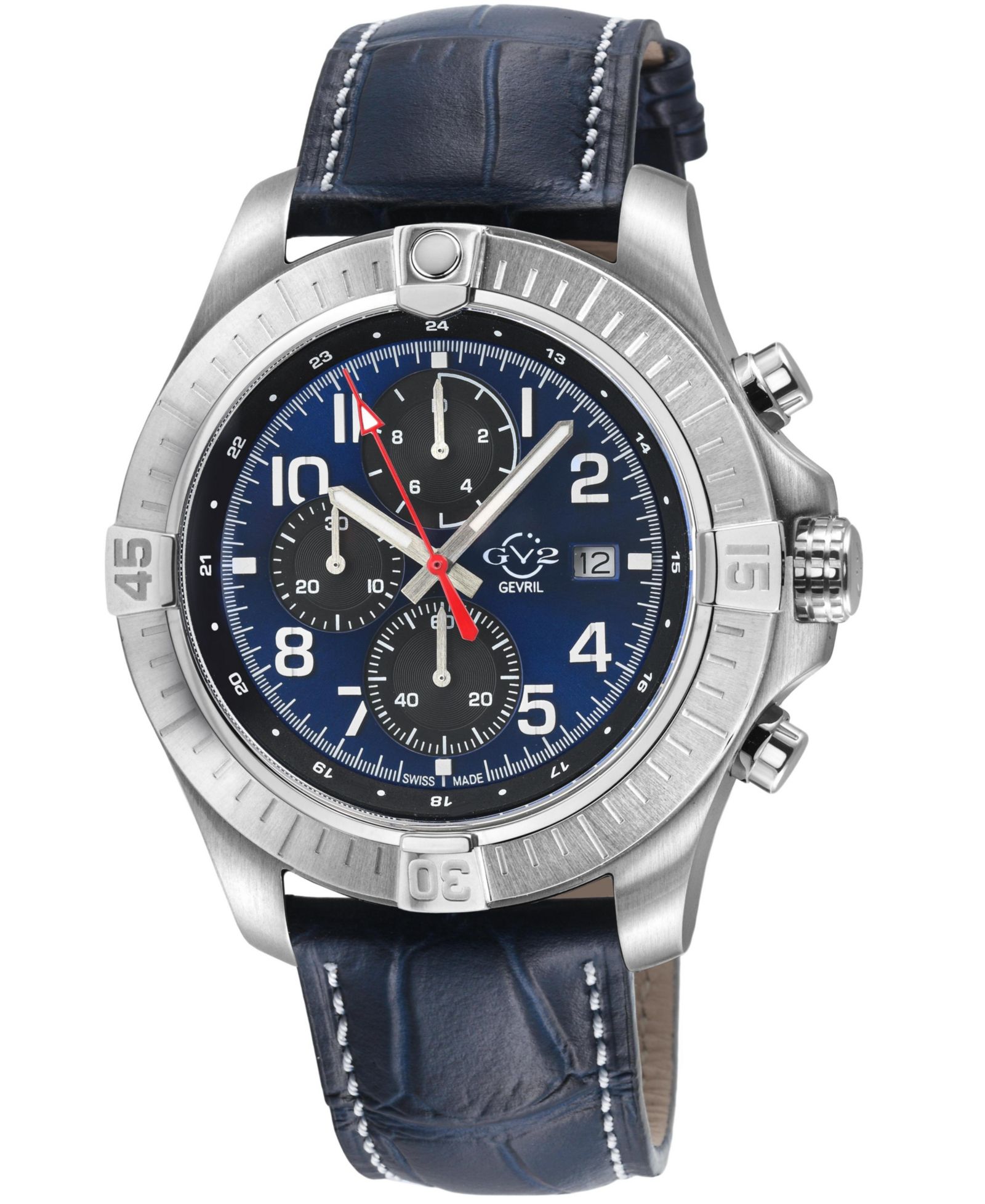 GV2 by Gevril Men's T38 Swiss Quartz Italian Leather Strap Watch