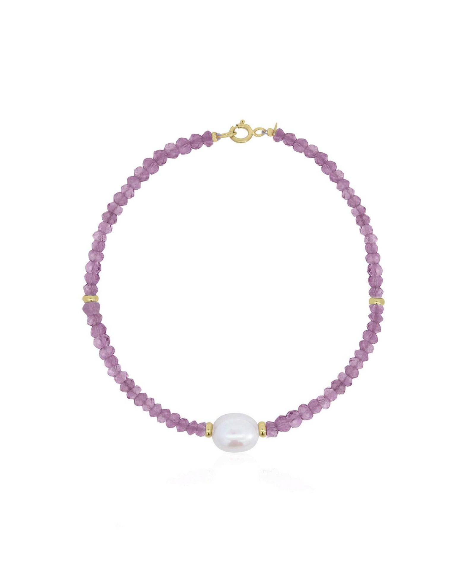 The Lovery Amethyst Bead Pearl Bracelet 14k Gold