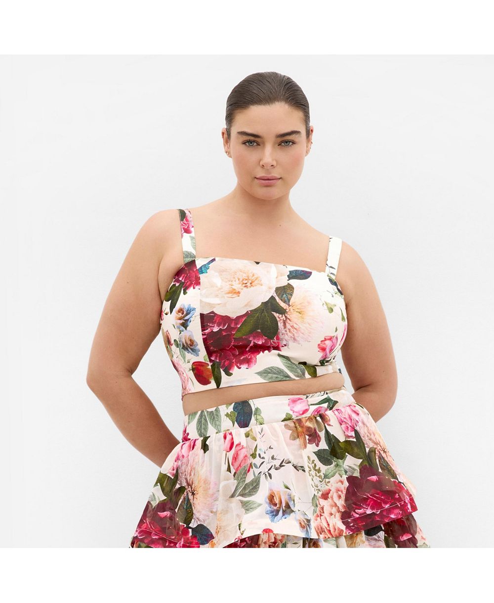 Женский укороченный топ CITY CHIC Bianka Bloom Print, Plus Size