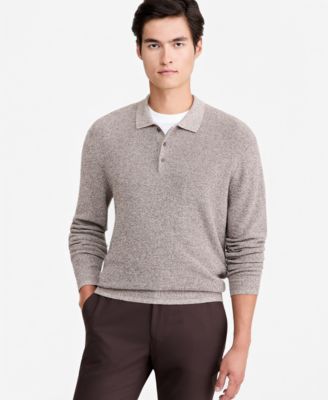 Alfani Men's Polo Long-Sleeve Regular-Fit Fully-Fashioned-Sleeve Sweater, Macy's Exclusive