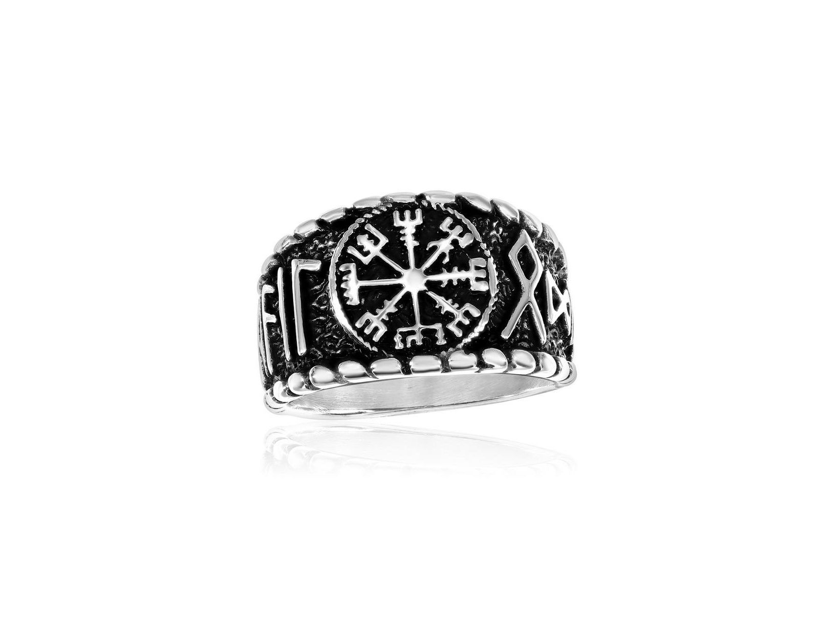 Metallo Stainless Steel Oxidized Designed Ring