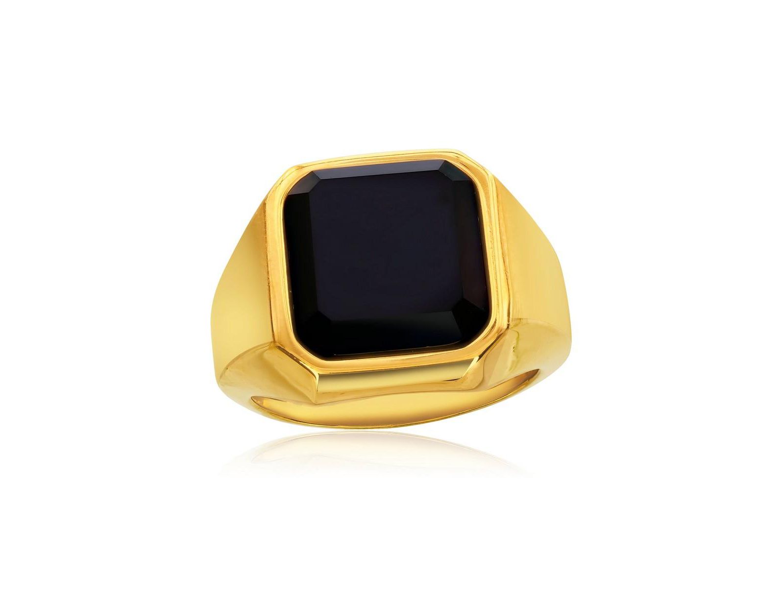 Metallo Stainless Steel Gold Plated Square Acrylic Ring