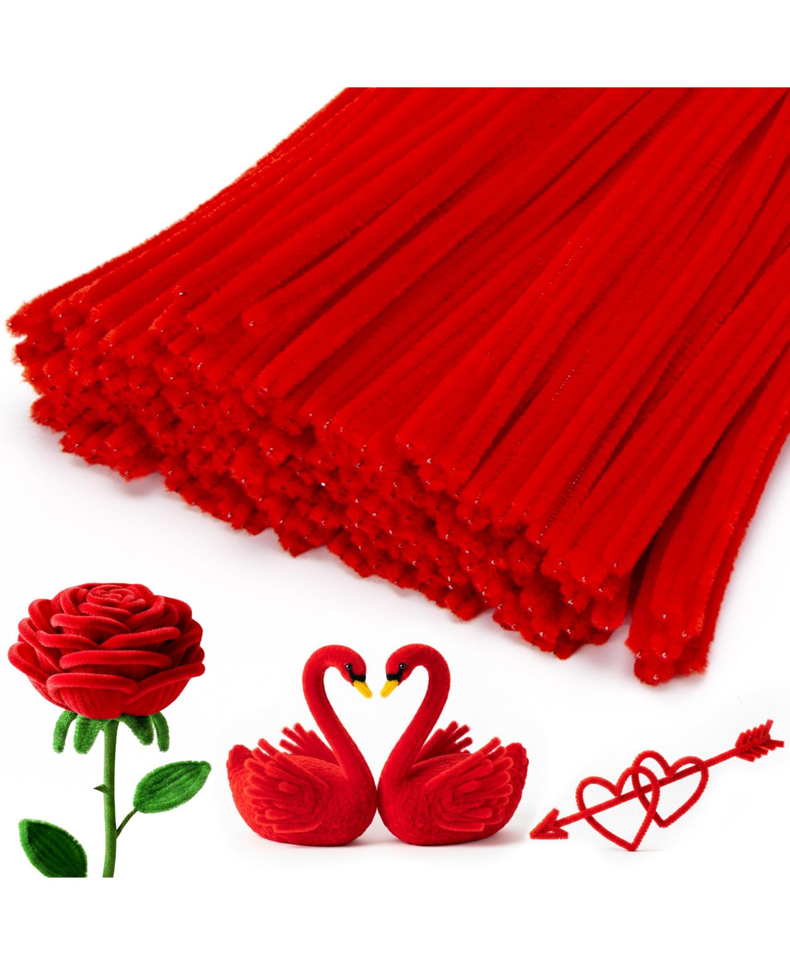 GNUADZ 200PCS Pipe Cleaners Craft Decorations Valentine's Day Creative Arts Supplies