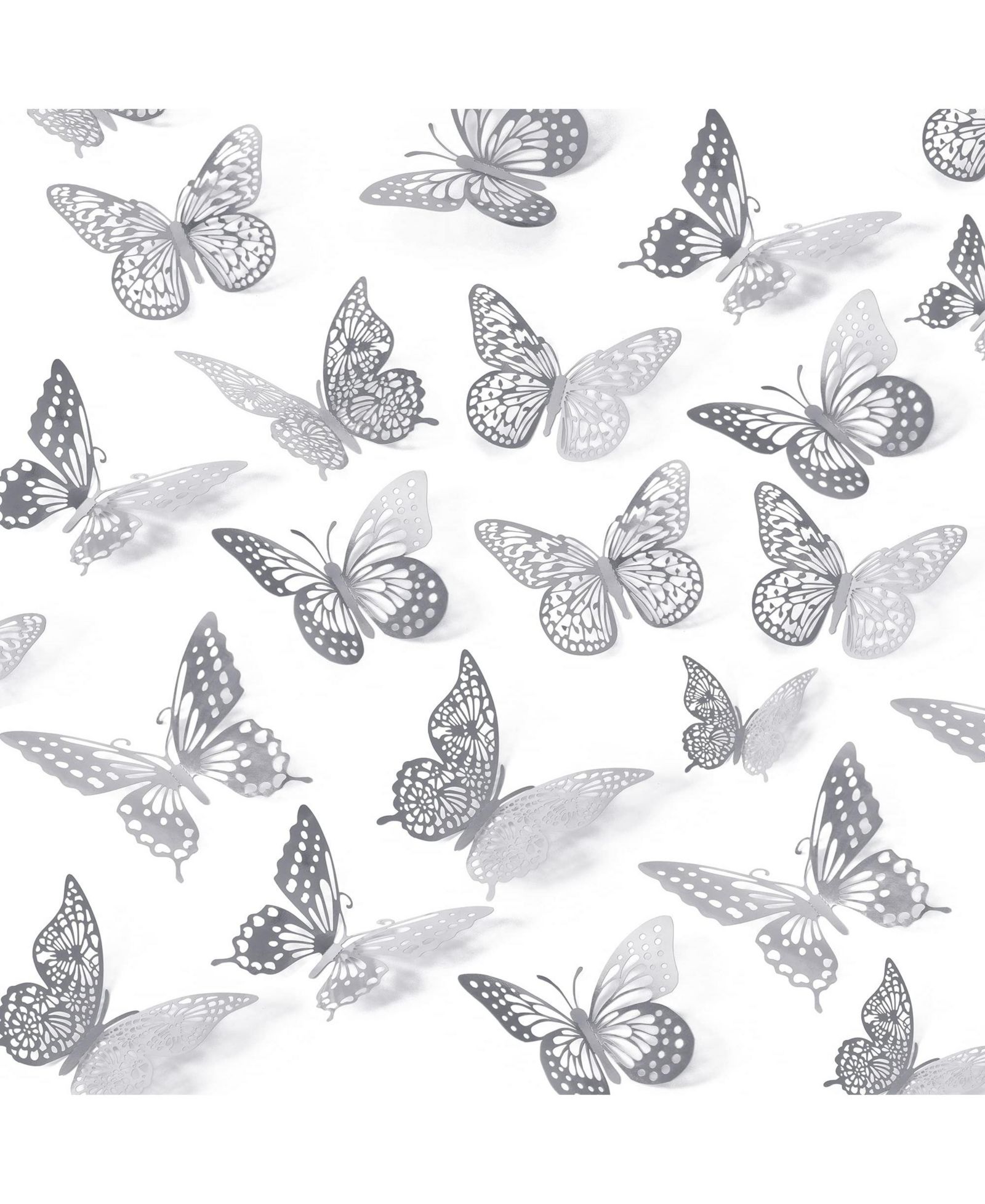 GNUADZ 48 Pcs 3D Butterfly Wall Decor Removable Stickers 4 Styles 3 Sizes Birthday Party Decorations