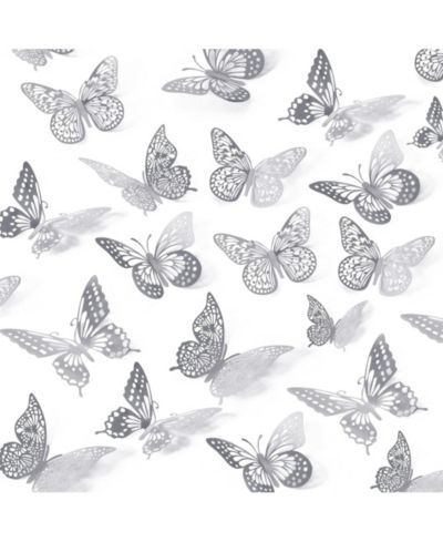 GNUADZ 48 Pcs 3D Butterfly Wall Decor Removable Stickers 4 Styles 3 Sizes Birthday Party Decorations