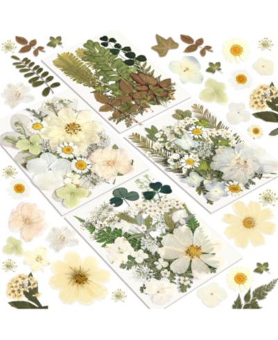 GNUADZ 100pcs Dried Flowers Pressed Leaves Craft Kit DIY Soap Candle Scrapbook Card Making Supplies