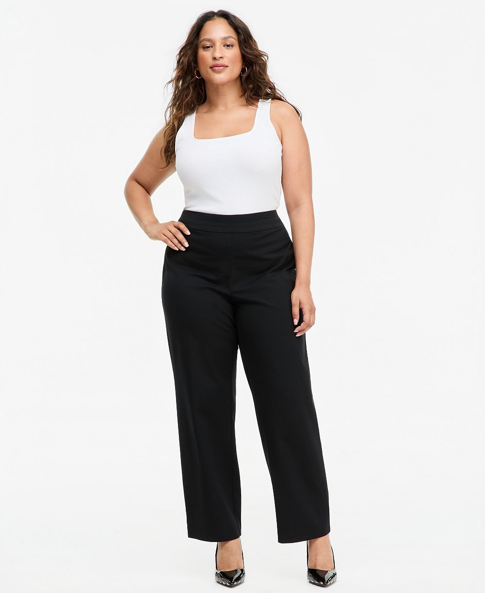 Брюки I.N.C. International Concepts Plus Size INCredible Stretch прямые с высокой посадкой