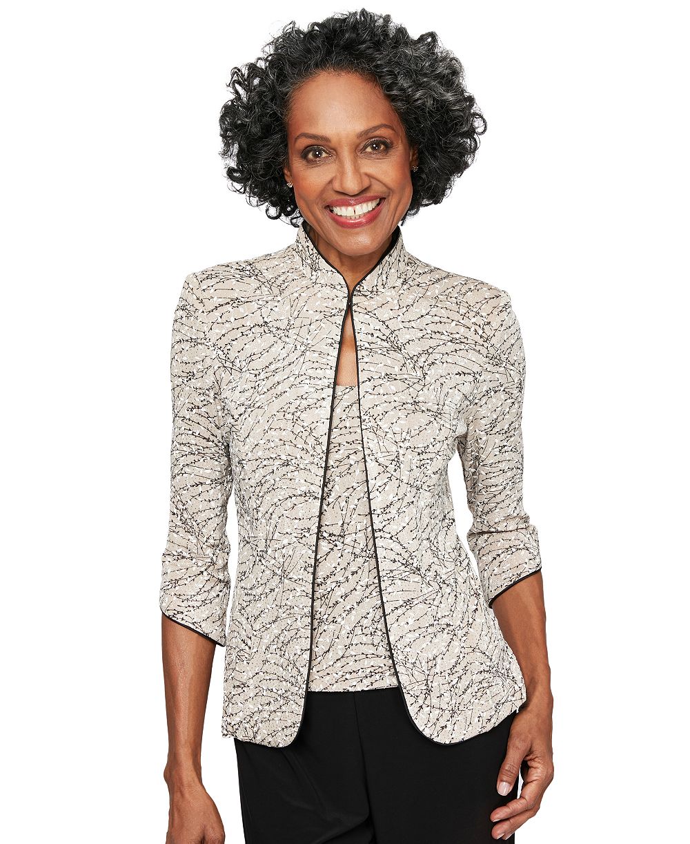 Alex Evenings Printed Jacket and Top Set