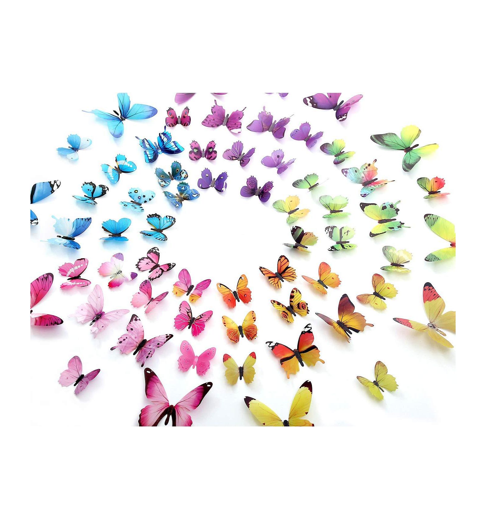 GNUADZ 60pieces Butterfly Wall Decor Plastic Art Decorations Birthday Wedding Christmas Party Cake Removable Stickers