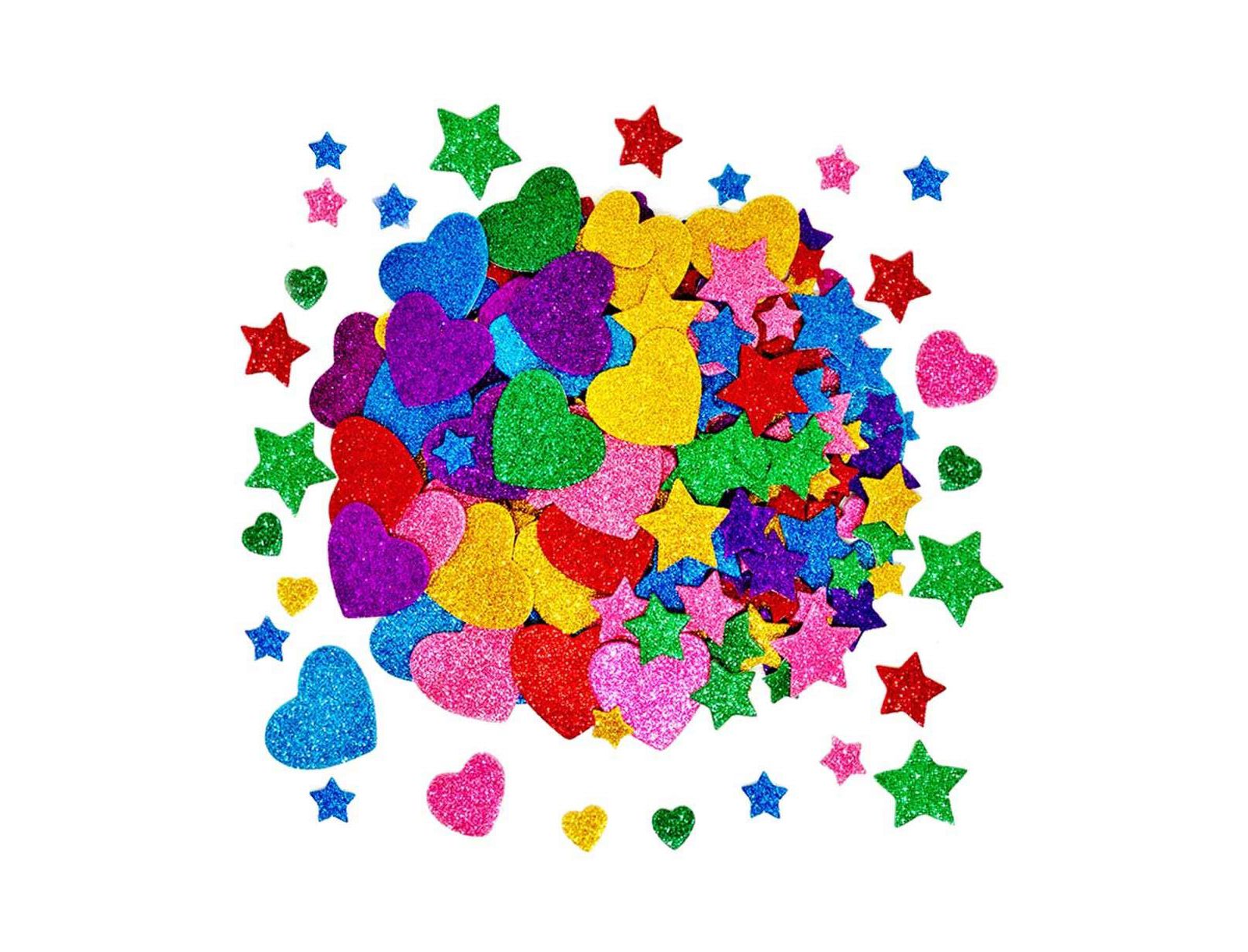 GNUADZ 260pcs Glitter Foam Stickers Self Adhesive Stars Hearts Kids Arts Craft Supplies Greeting Cards Home Decoration
