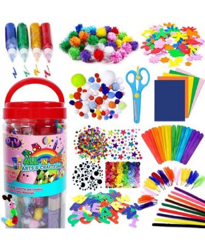 Набор для творчества GNUADZ Kids St Patricks Day Glitter Glue Pipe Cleaners Pom Poms DIY School Toys Birthday Gifts Jar Set